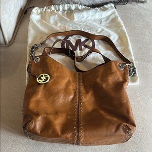 Large Michael Kors Brown Leather Tote Bag